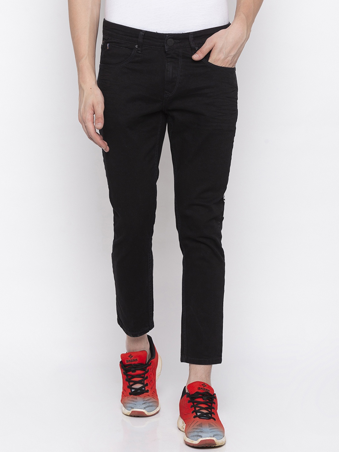 

SPYKAR Men Black Tapered Fit Mid-Rise Clean Look Jeans