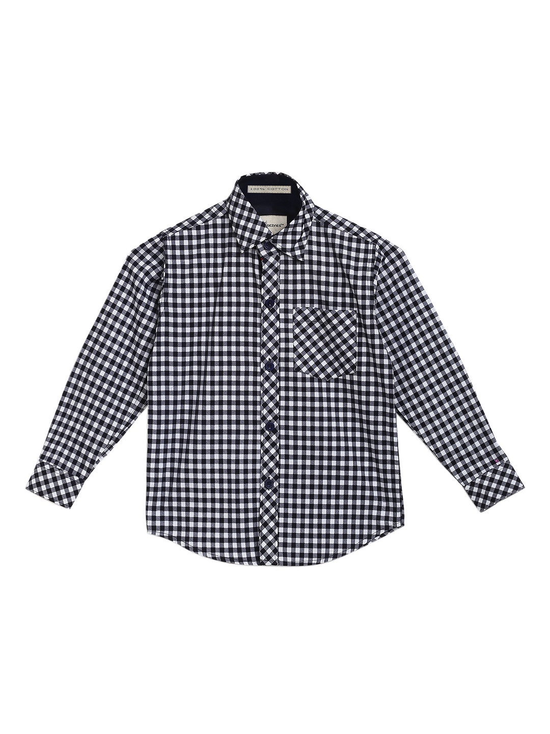 

Aj DEZInES Boys White & Black Regular Fit Checked Casual Shirt