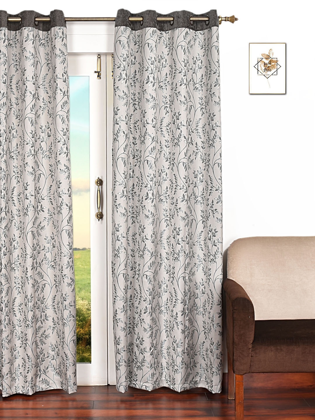 

Ariana Grey & Beige Single Room Darkening Long Door Curtain