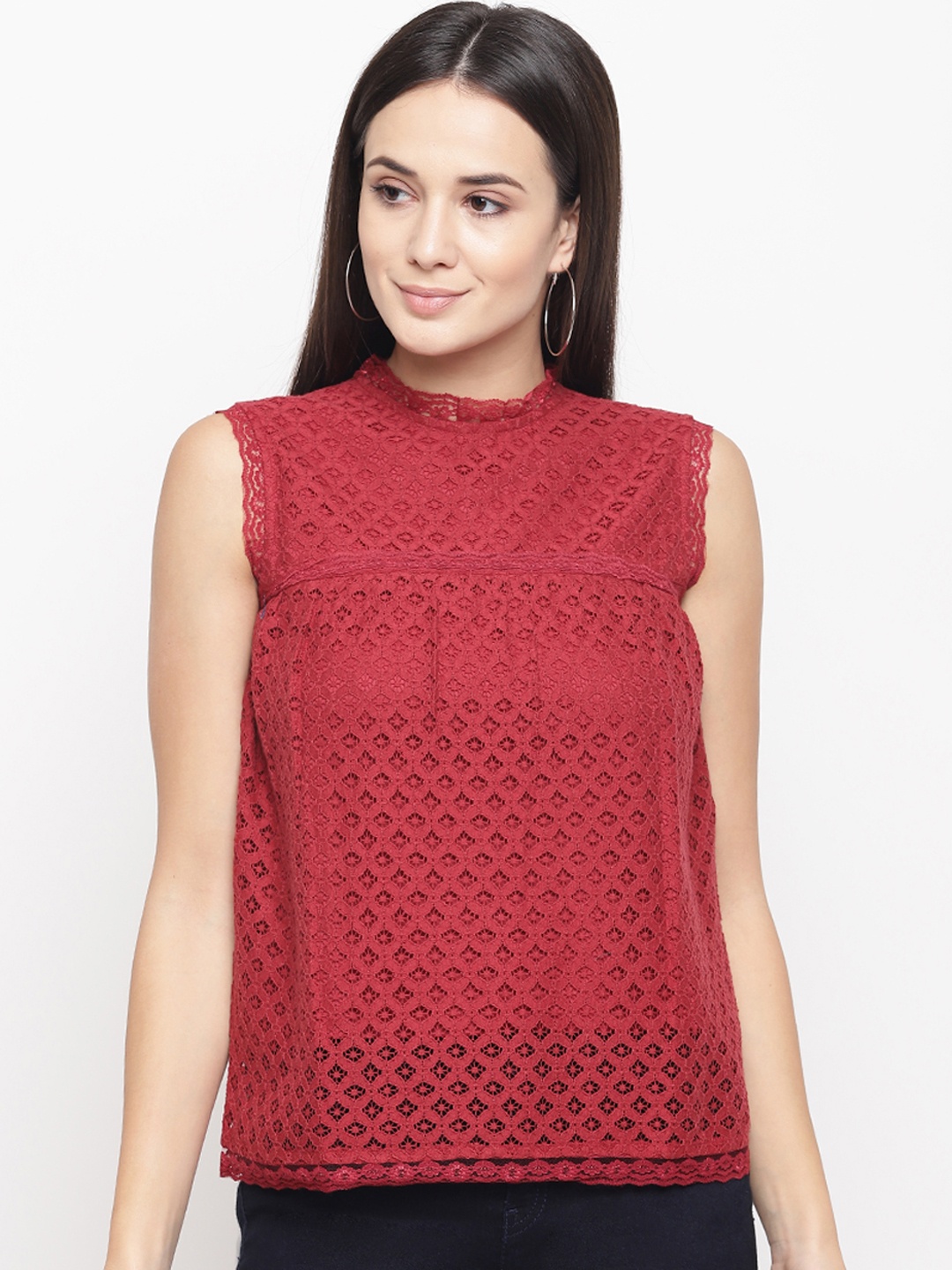 

Aeropostale Women Red Self Design Top