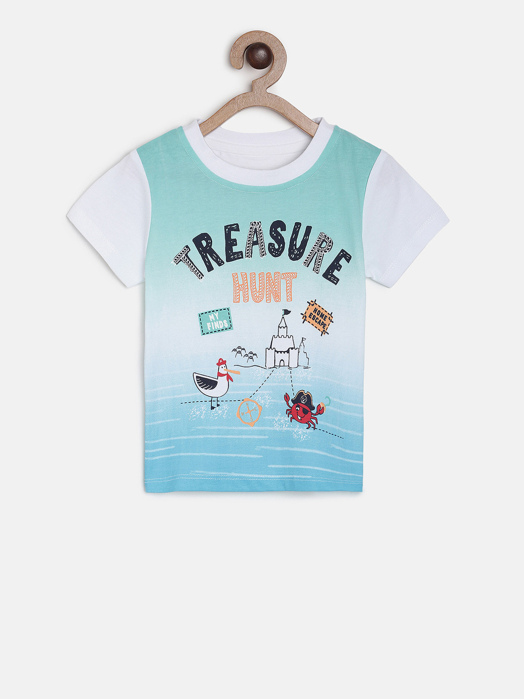 

MINI KLUB Boys White & Blue Printed Round Neck T-shirt