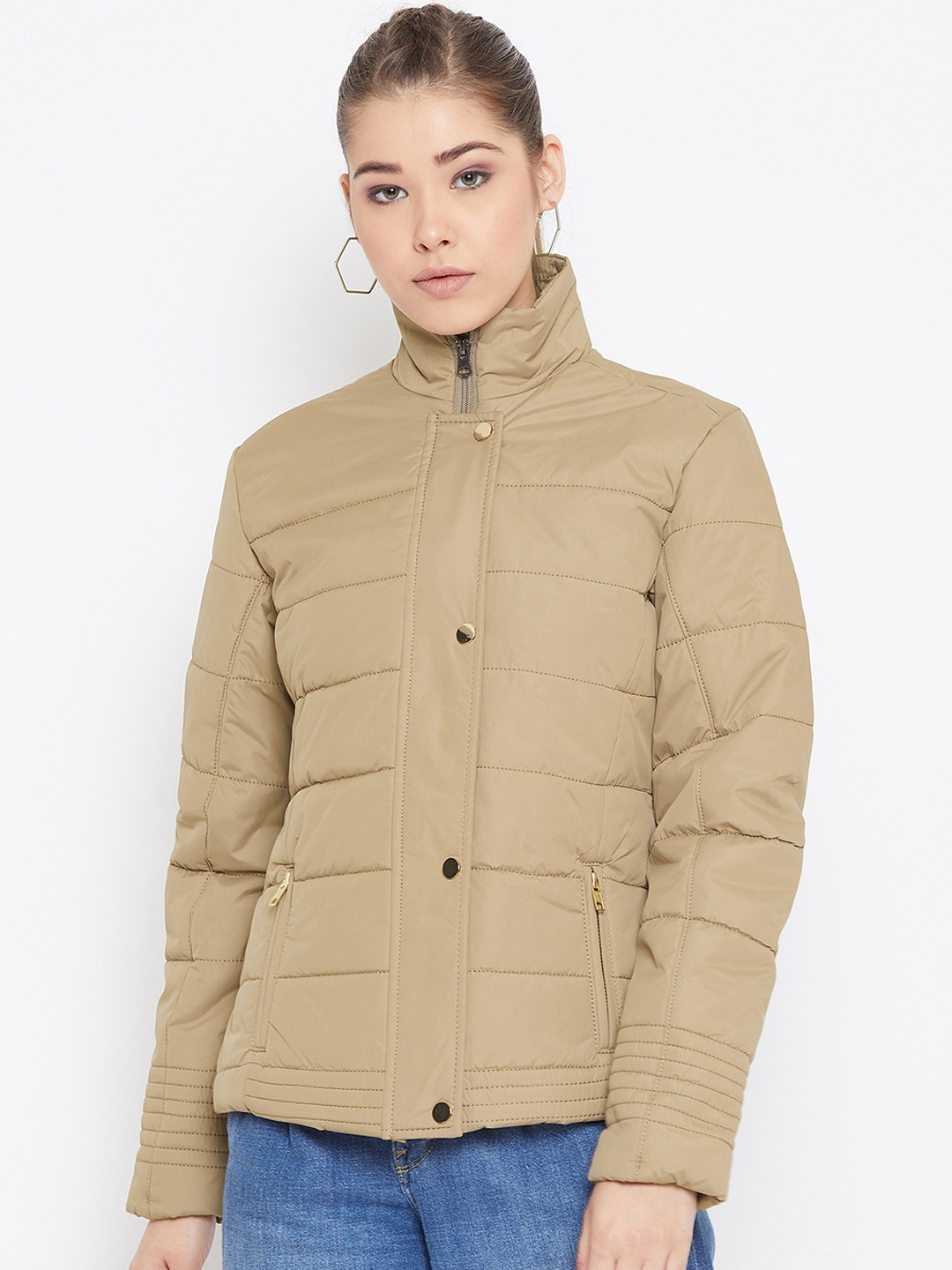 

Spirit Women Beige Solid Padded Jacket