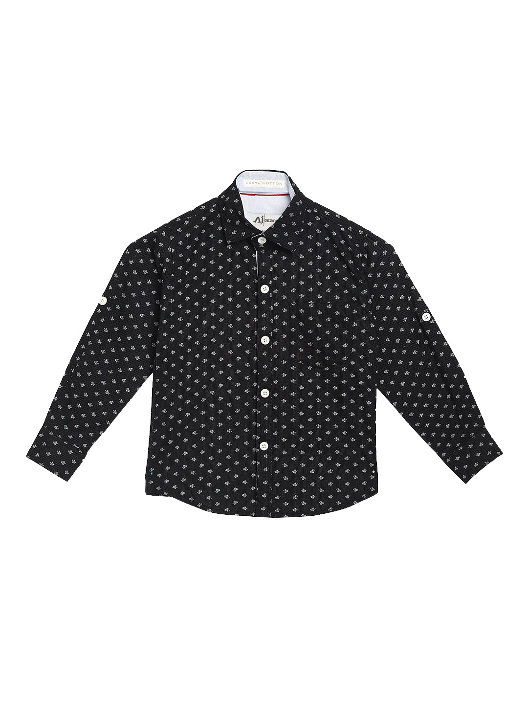 

Aj DEZInES Boys Black & Grey Regular Fit Checked Casual Shirt