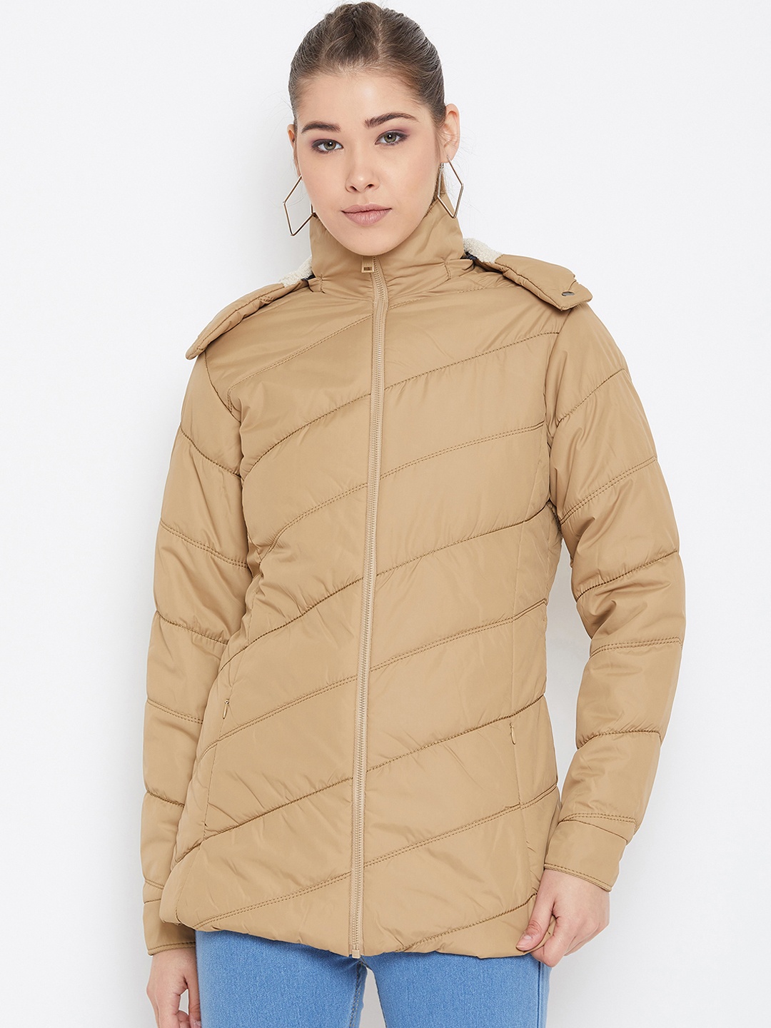

Spirit Women Khaki Solid Padded Jacket