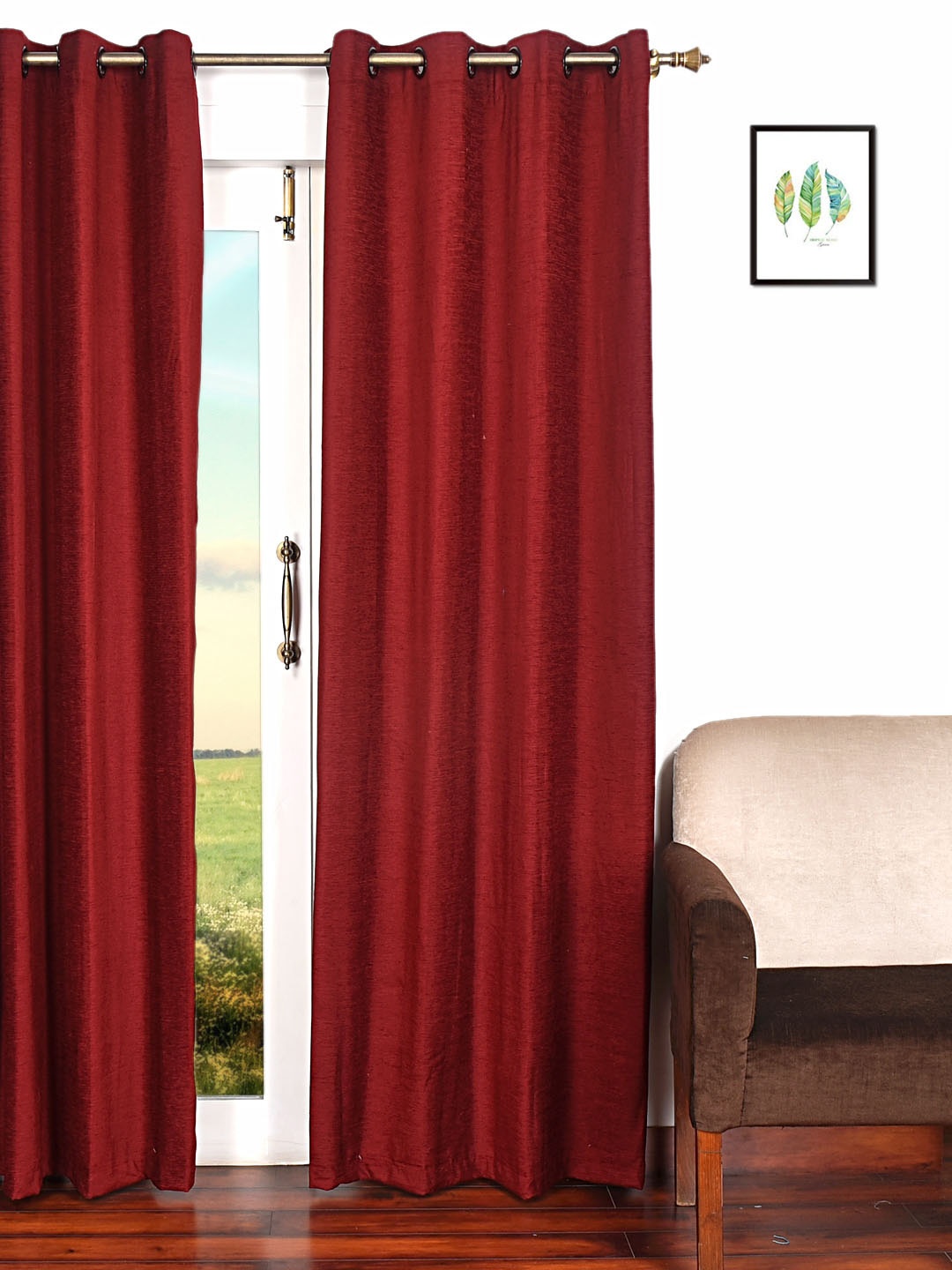 

Ariana Red Single Room Darkening Long Door Curtain