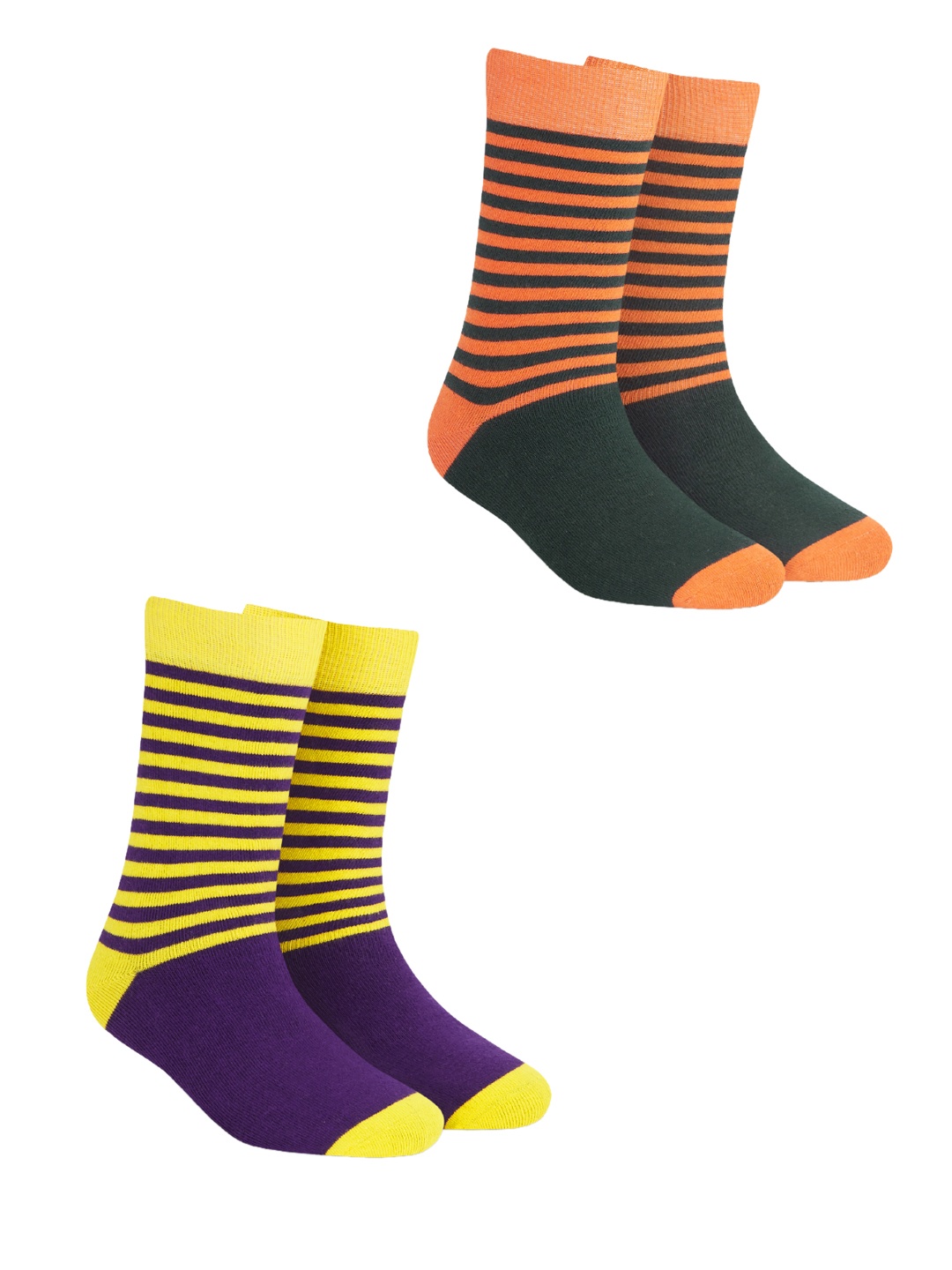 

Dynamocks Unisex Pack Of 2 Striped Calf-Length Socks, Orange