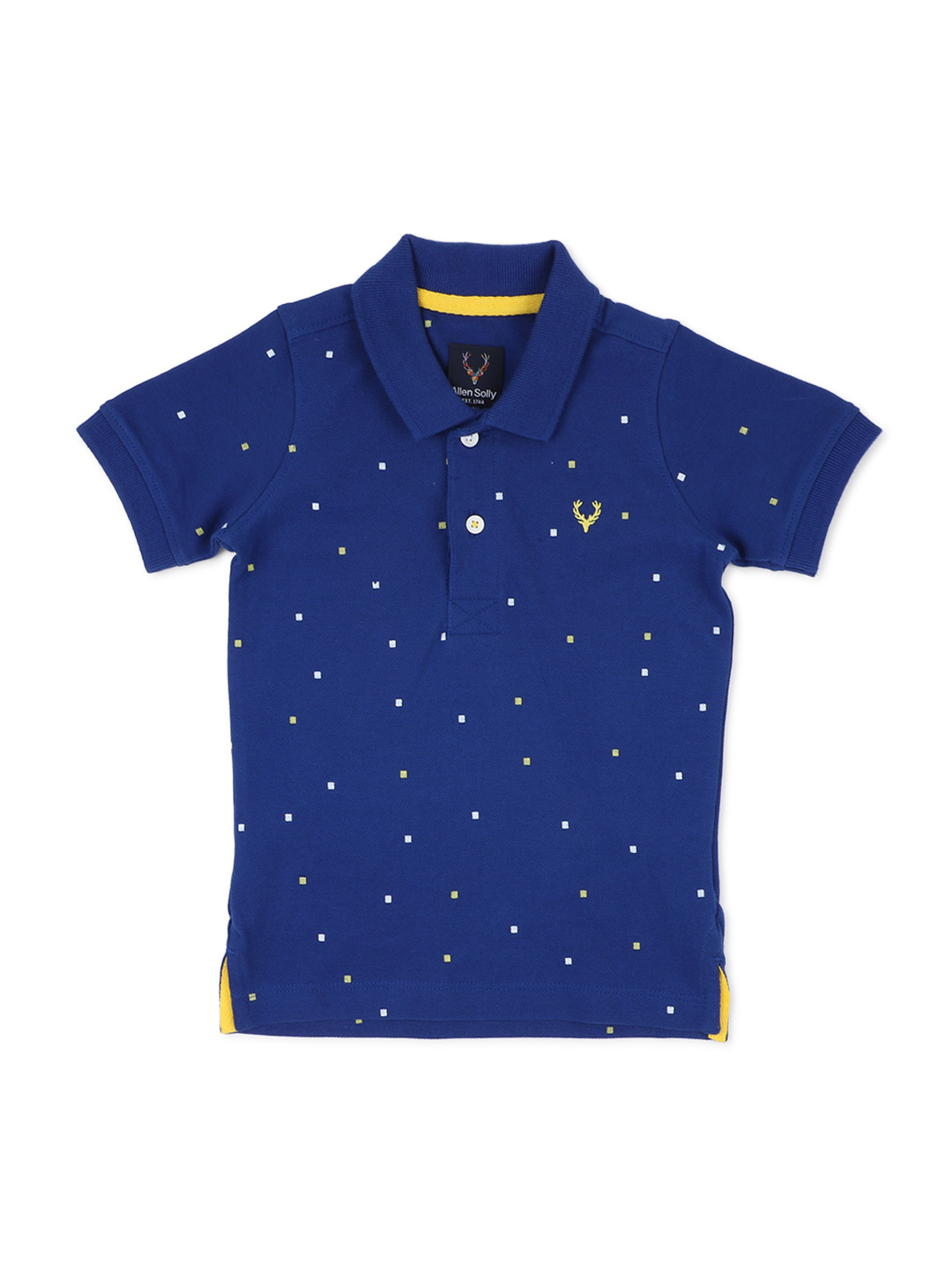 

Allen Solly Junior Boys Blue Printed Polo Collar Pure Cotton T-shirt