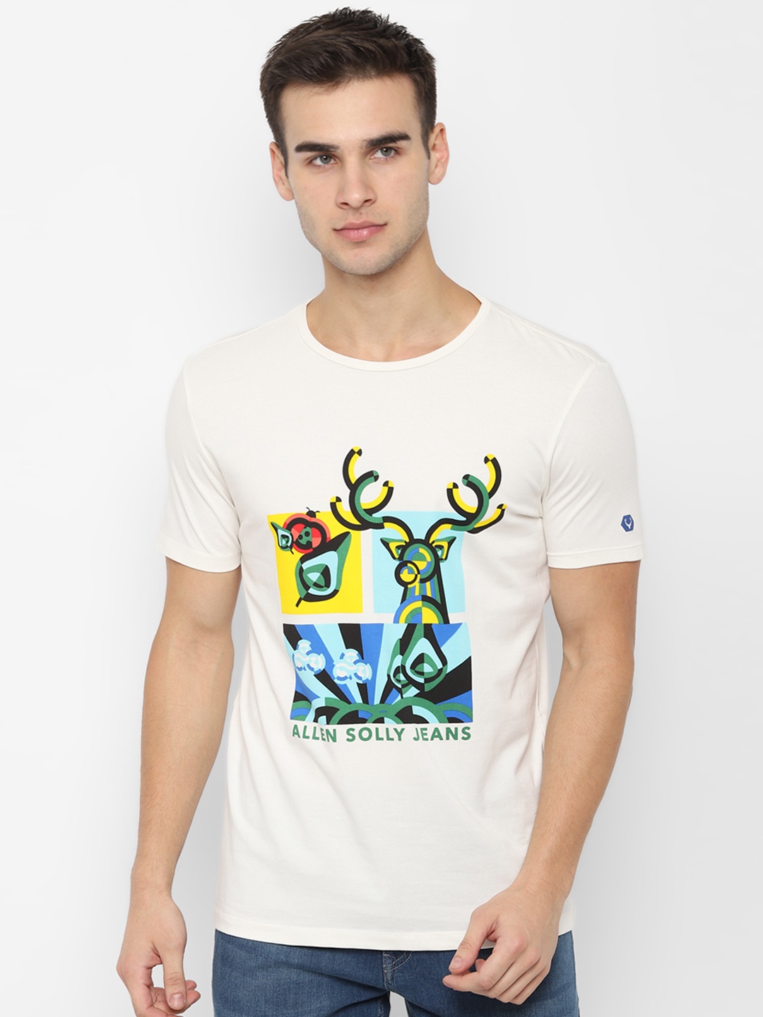 Allen Solly Sport Men White Printed Round Neck T-shirt