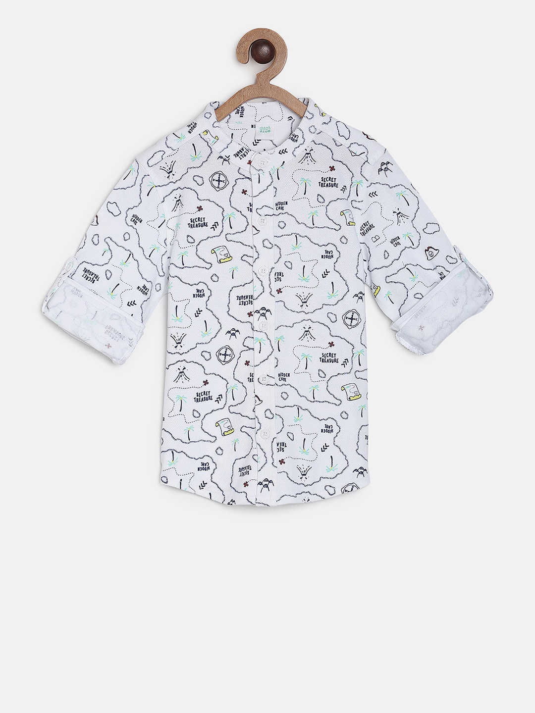 

MINI KLUB Boys White Regular Fit Printed Casual Shirt