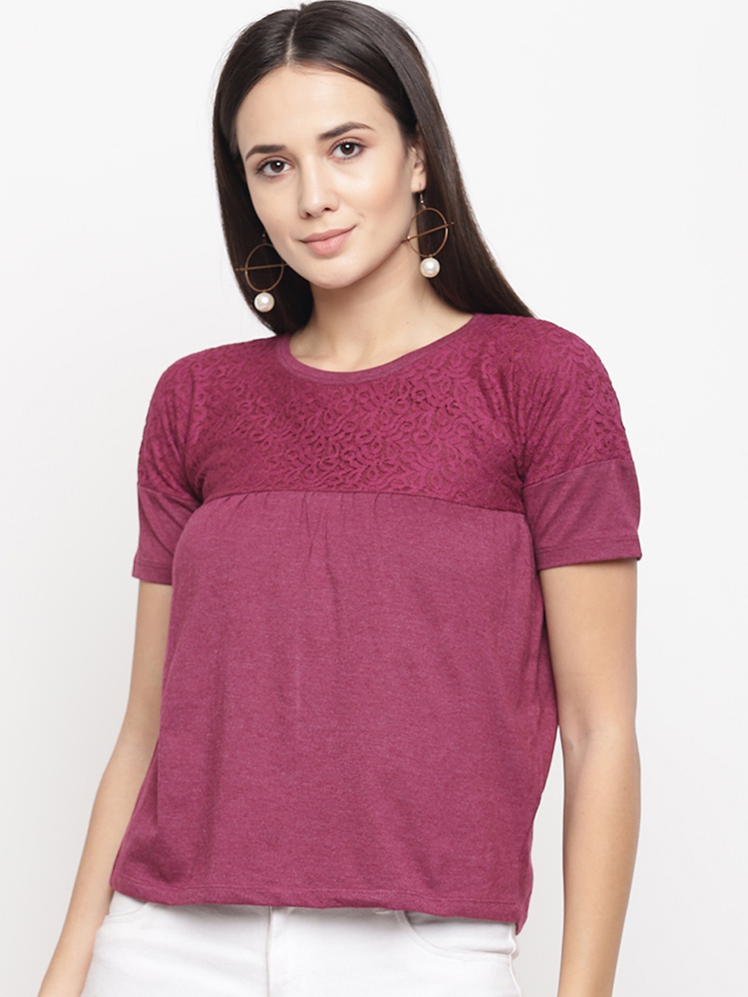 

Aeropostale Women Purple Self Design Top