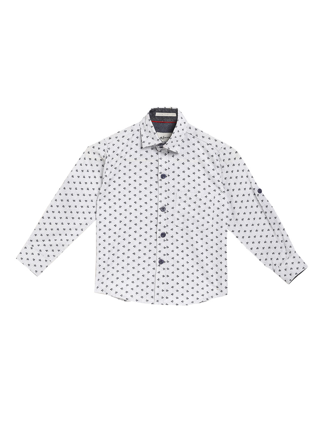 

Aj DEZInES Boys White & Grey Regular Fit Printed Casual Shirt