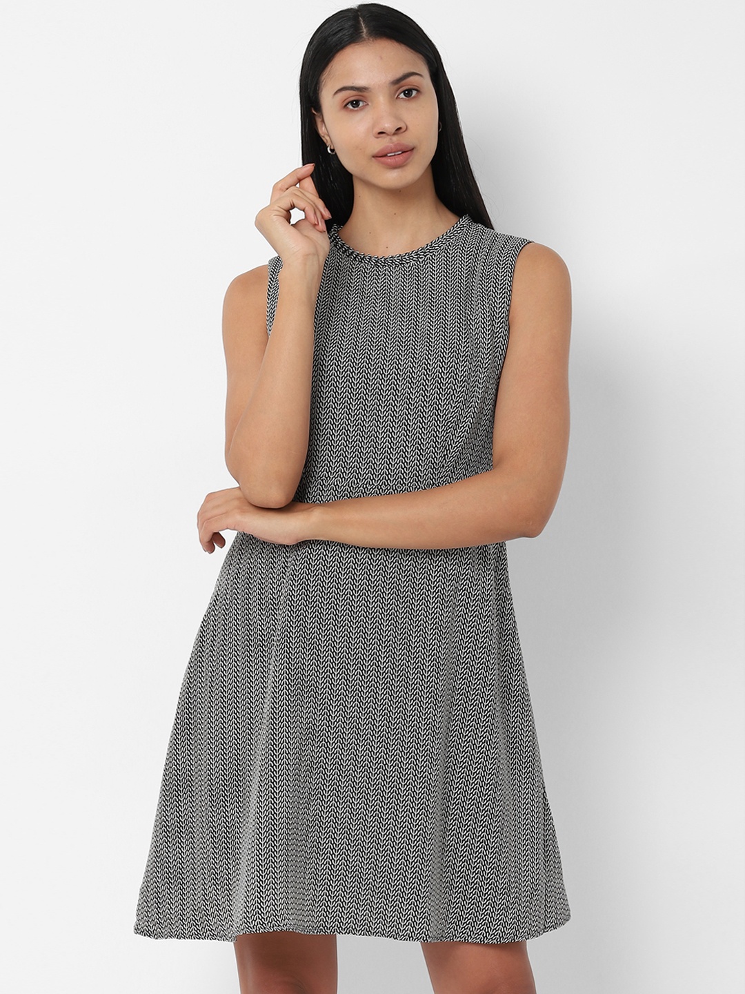 

Allen Solly Women Black & White Printed A-Line Dress