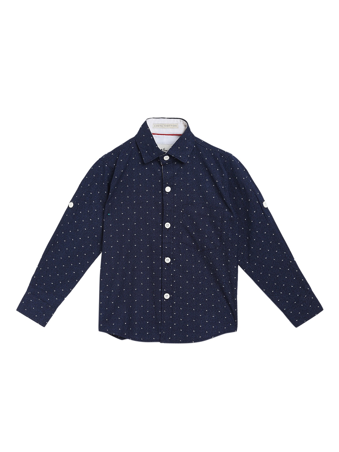 

Aj DEZInES Boys Navy Blue & White Regular Fit Printed Casual Shirt