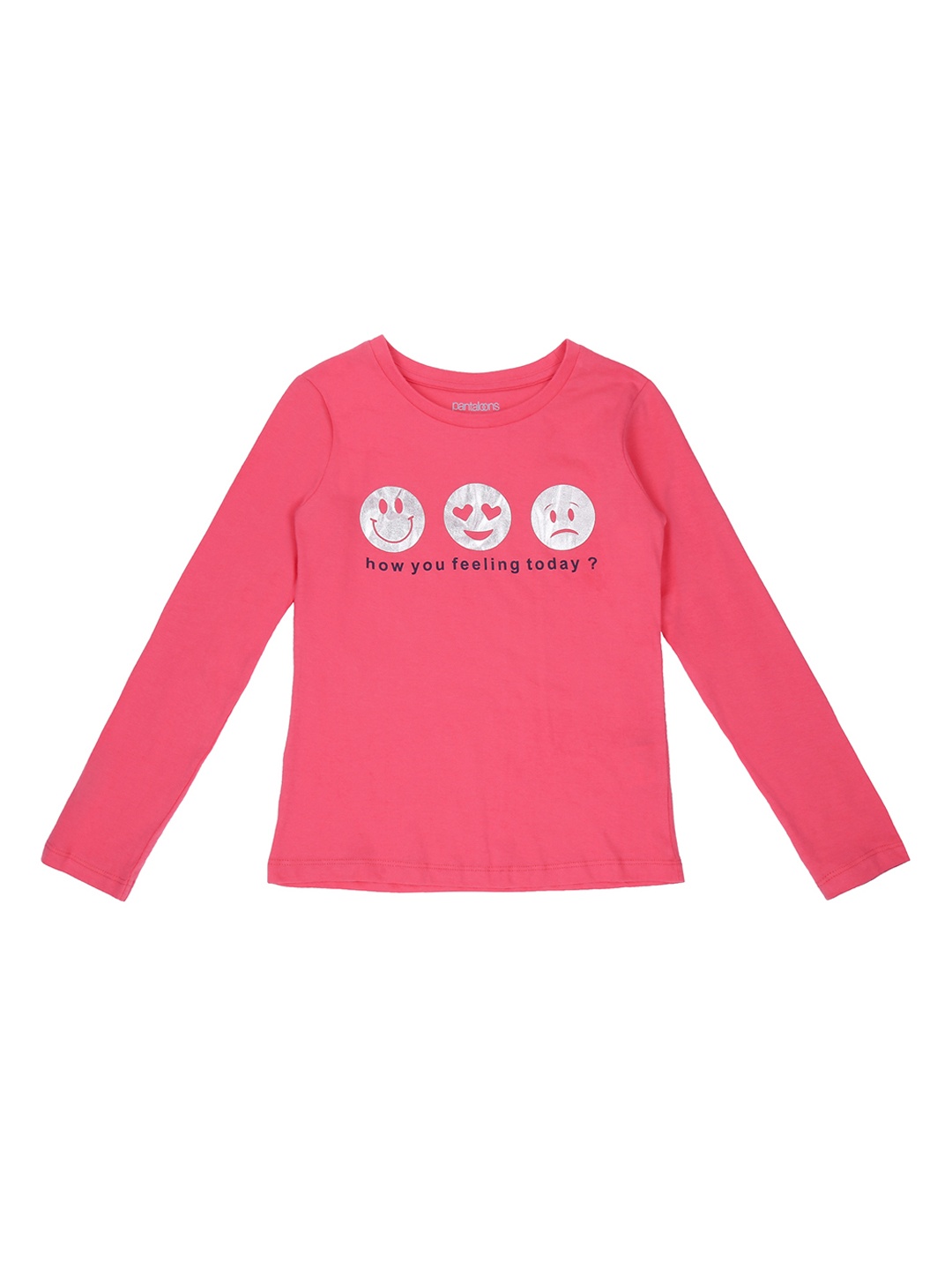 

Pantaloons Junior Girls Pink Printed Round Neck Pure Cotton T-shirt