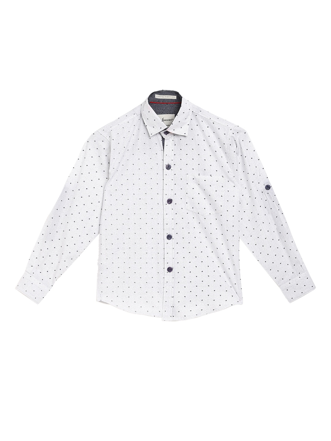 

Aj DEZInES Boys White & Navy Blue Regular Fit Printed Casual Shirt
