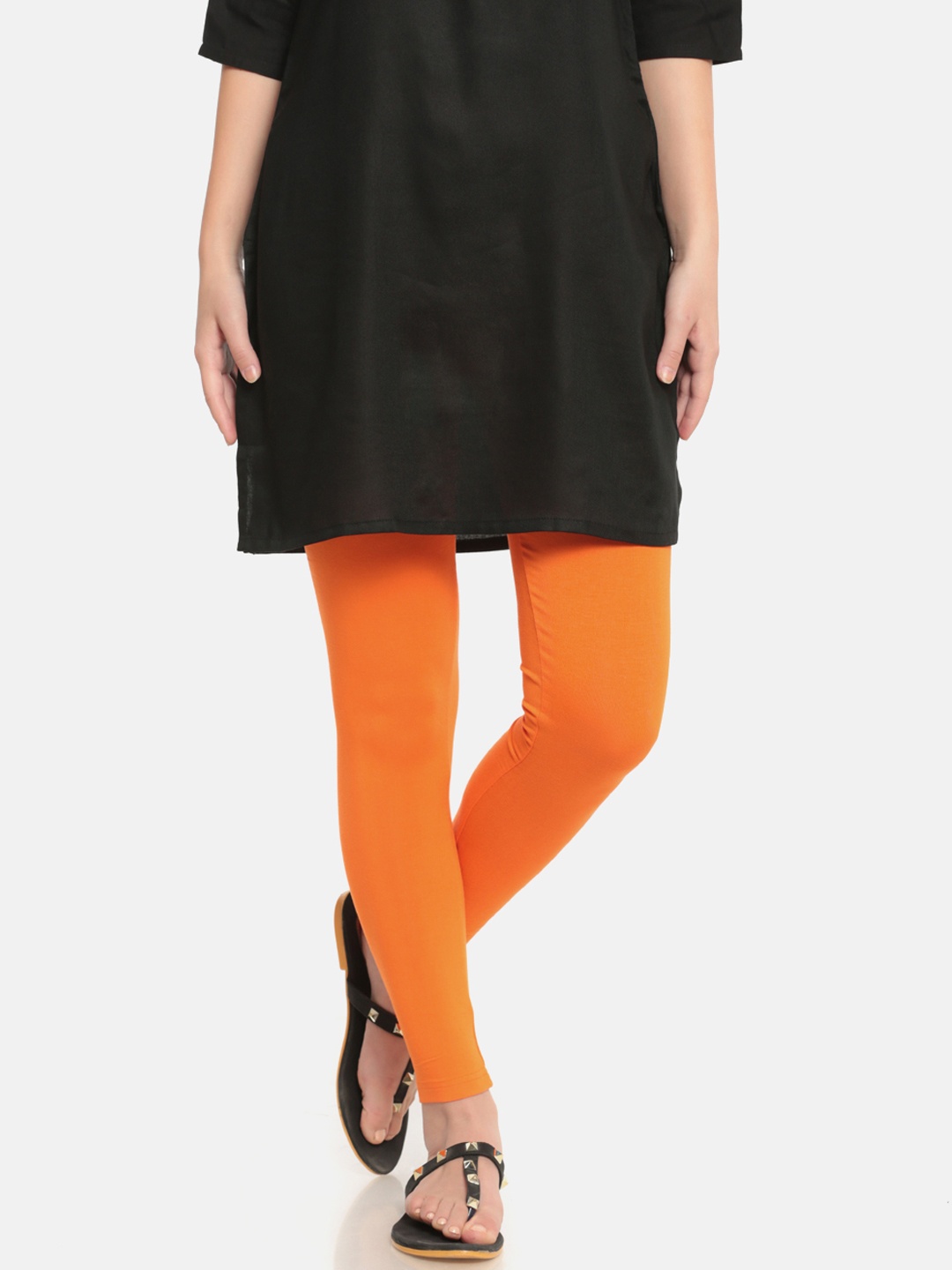 

De Moza Women Orange Solid Ankle-Length Leggings