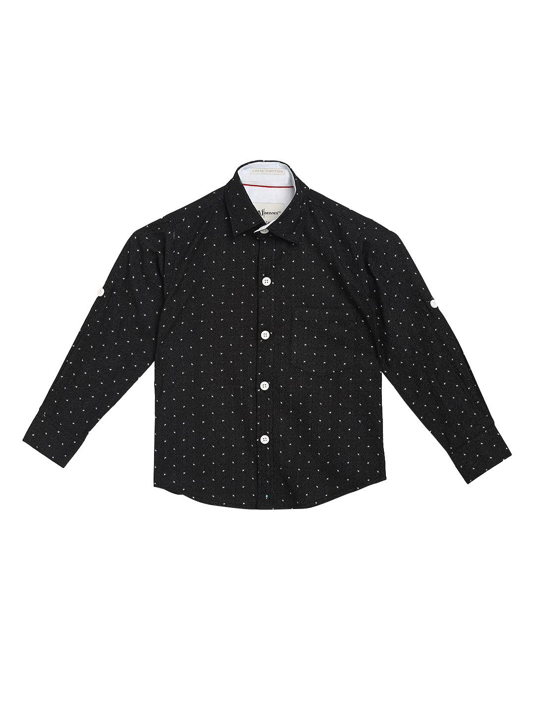 

Aj DEZInES Boys Black & White Regular Fit Printed Casual Shirt
