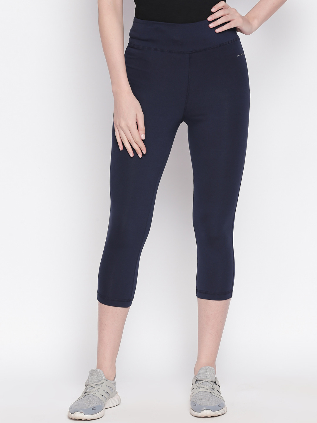 

Ajile by Pantaloons Women Navy Blue Solid Capris