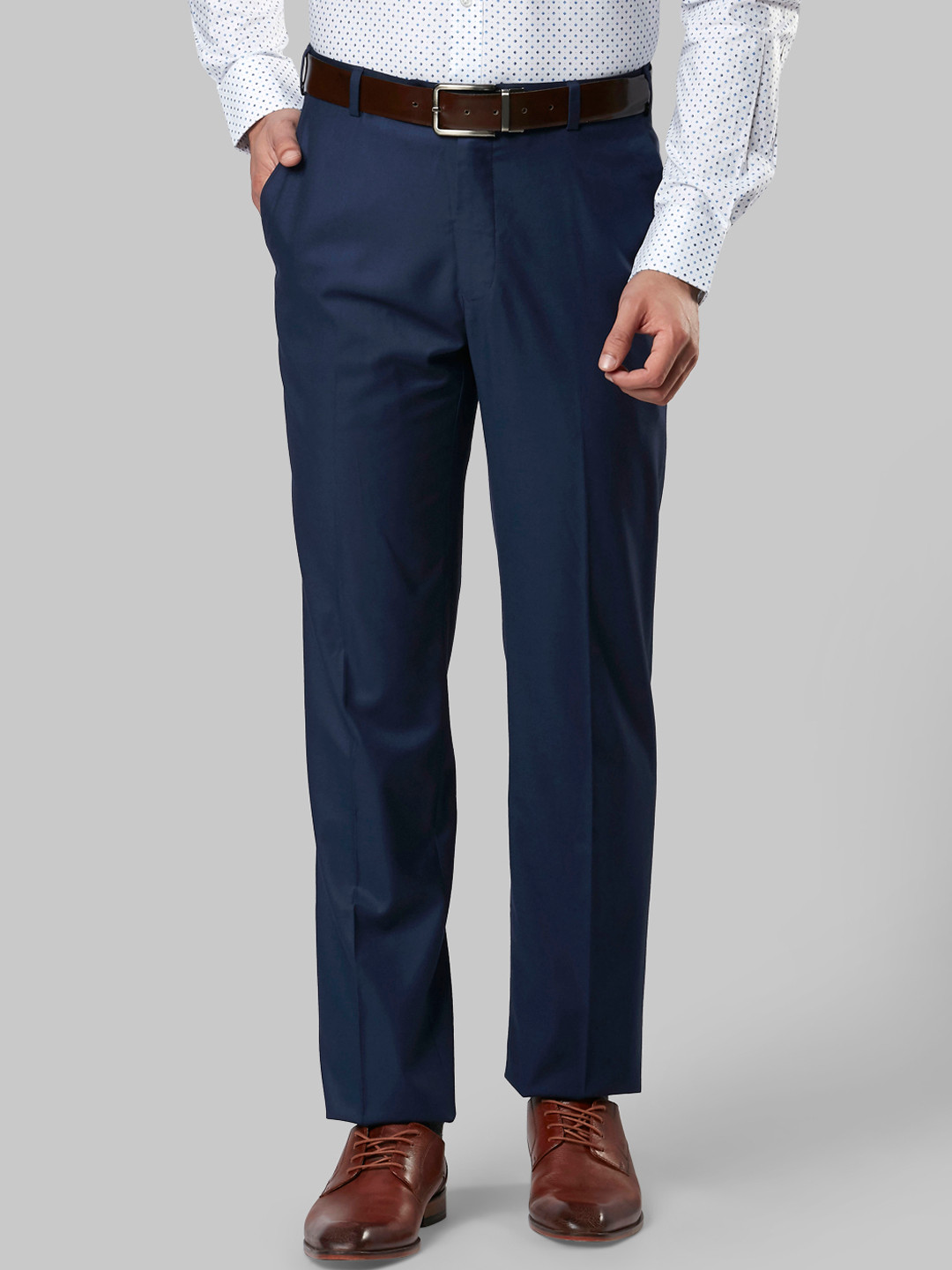 

Raymond Men Blue Regular Fit Solid Formal Trousers