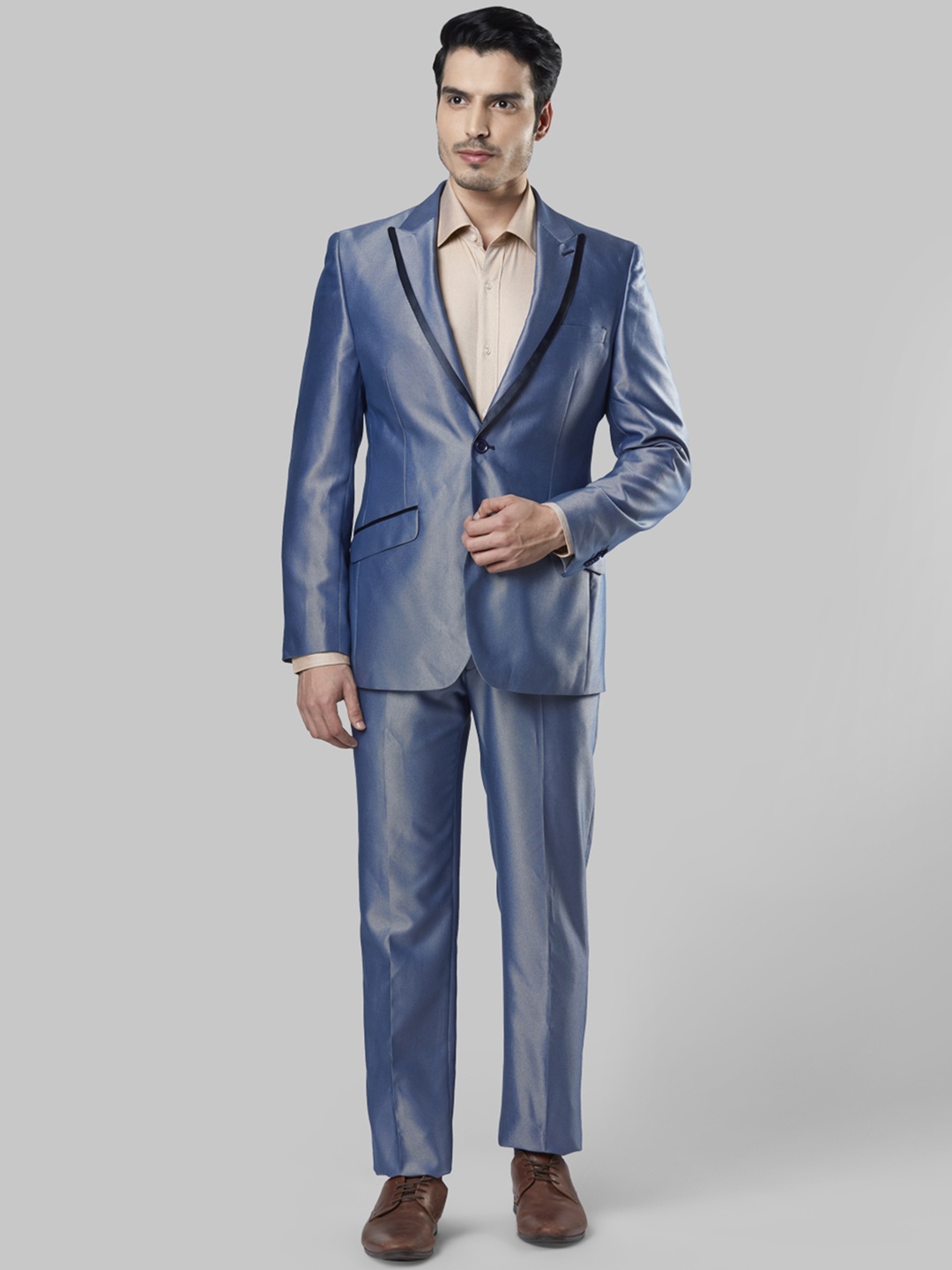 Raymond Men Blue Self-Design Single-Breasted Suit