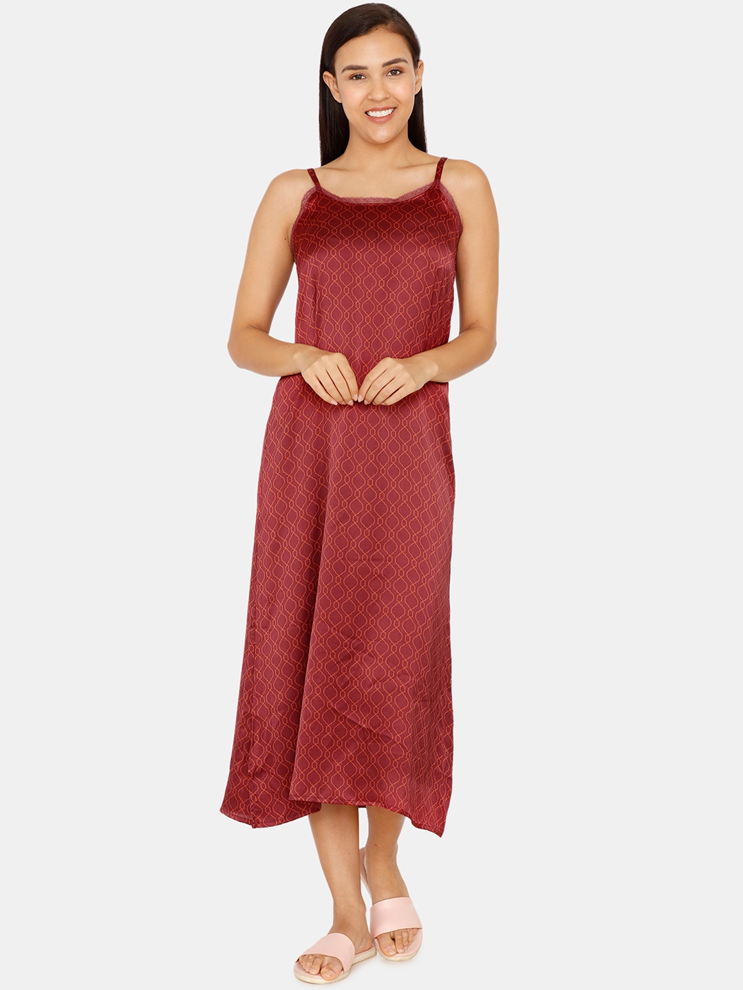 

Zivame Maroon Printed Nightdress