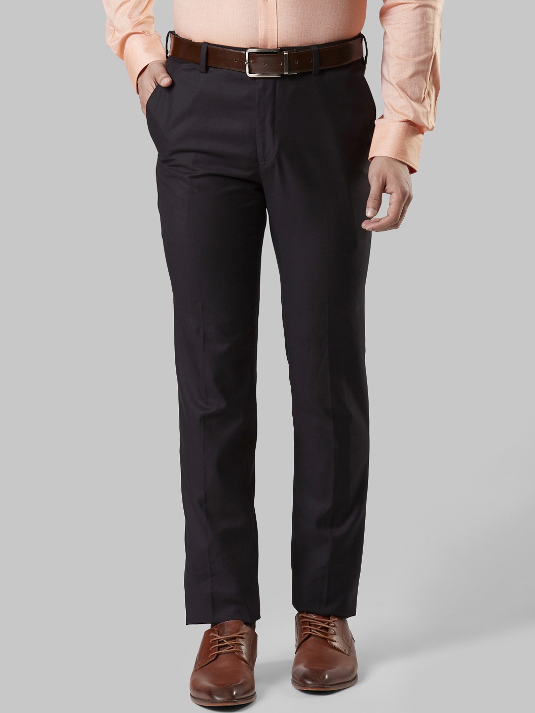 

Raymond Men Black Slim Fit Solid Formal Trousers