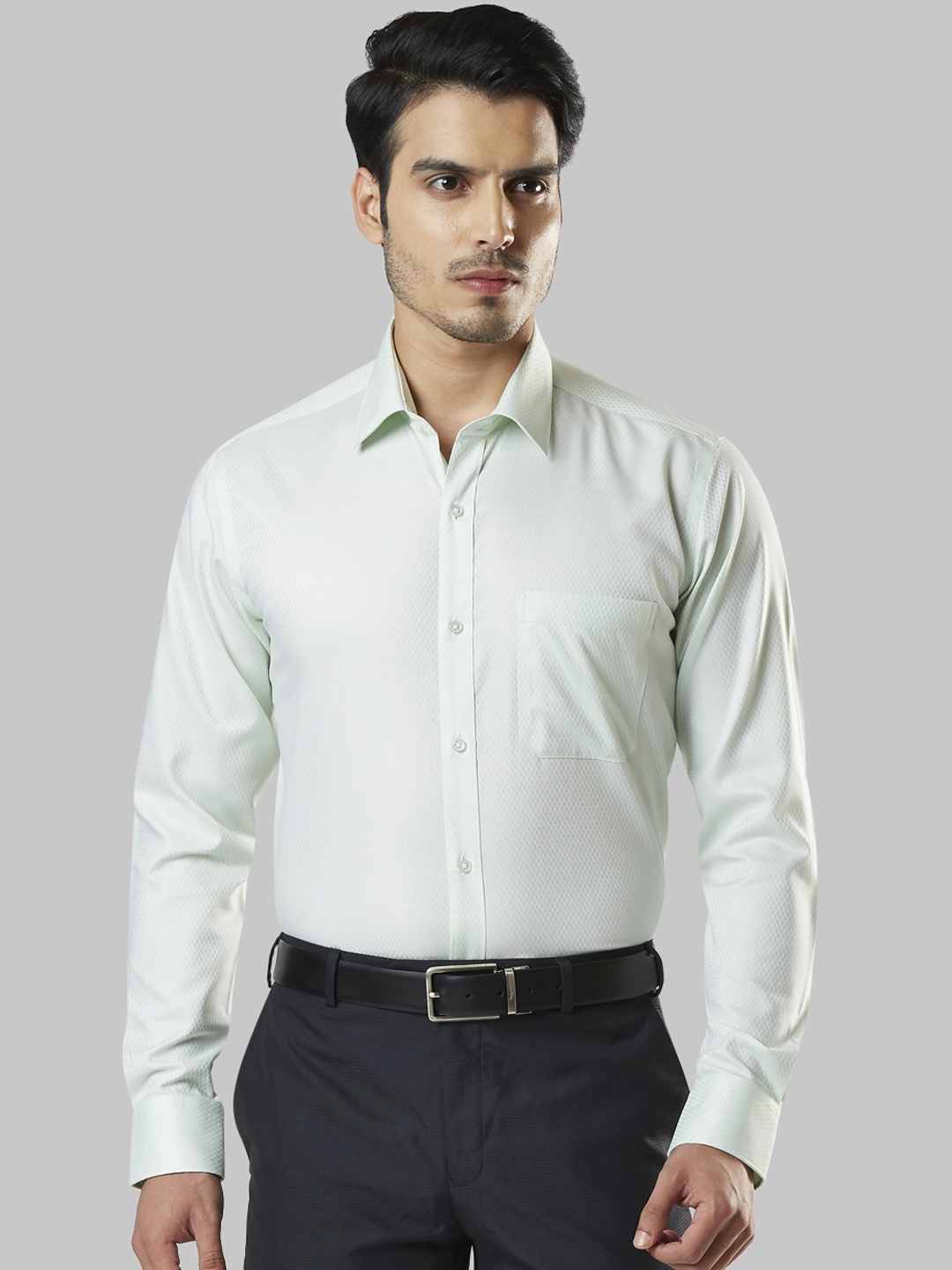 

Raymond Men Green Regular Fit Self Design Formal Shirt