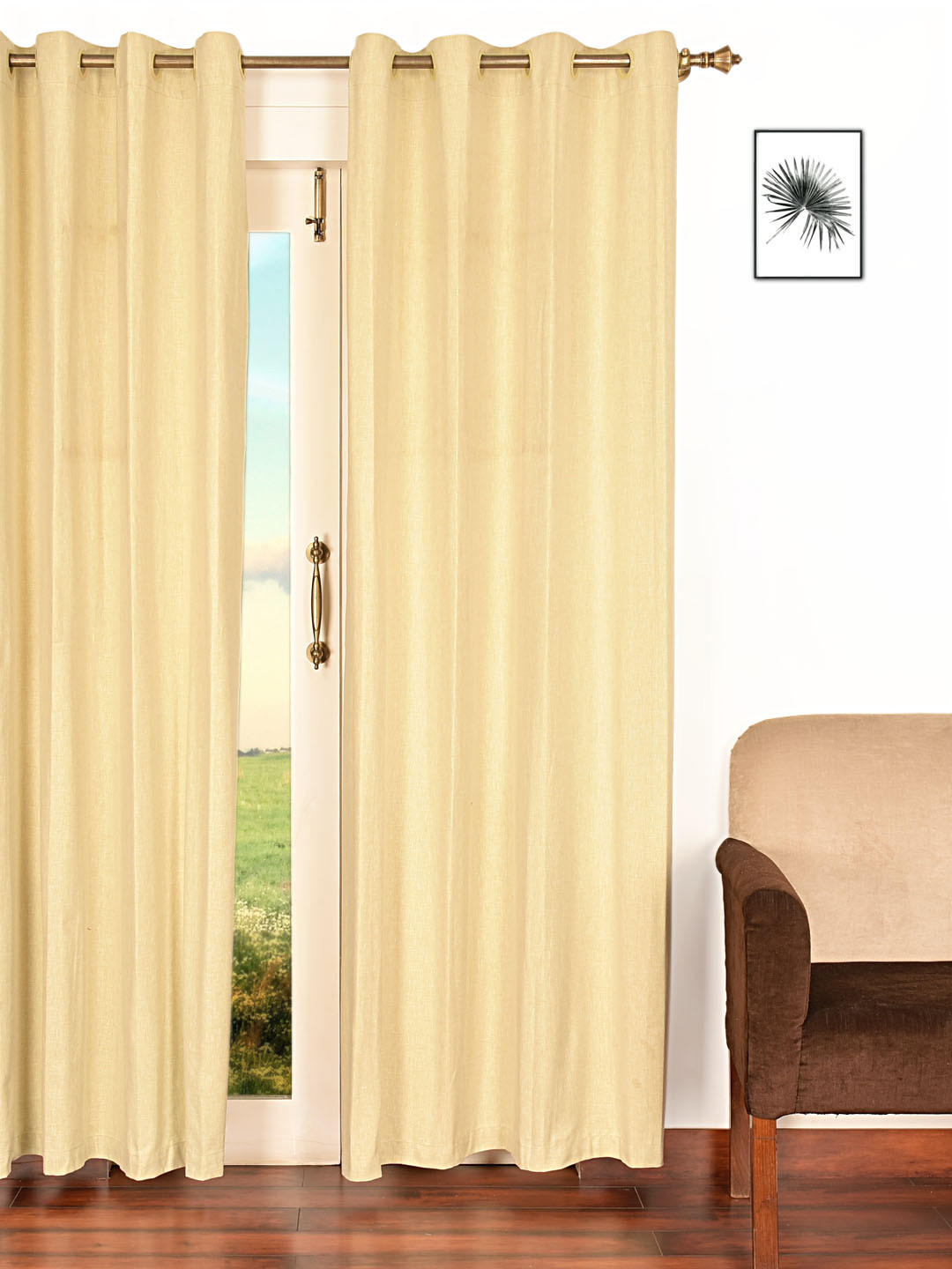 

Ariana Beige Solid Single Room Darkening Long Door Curtain