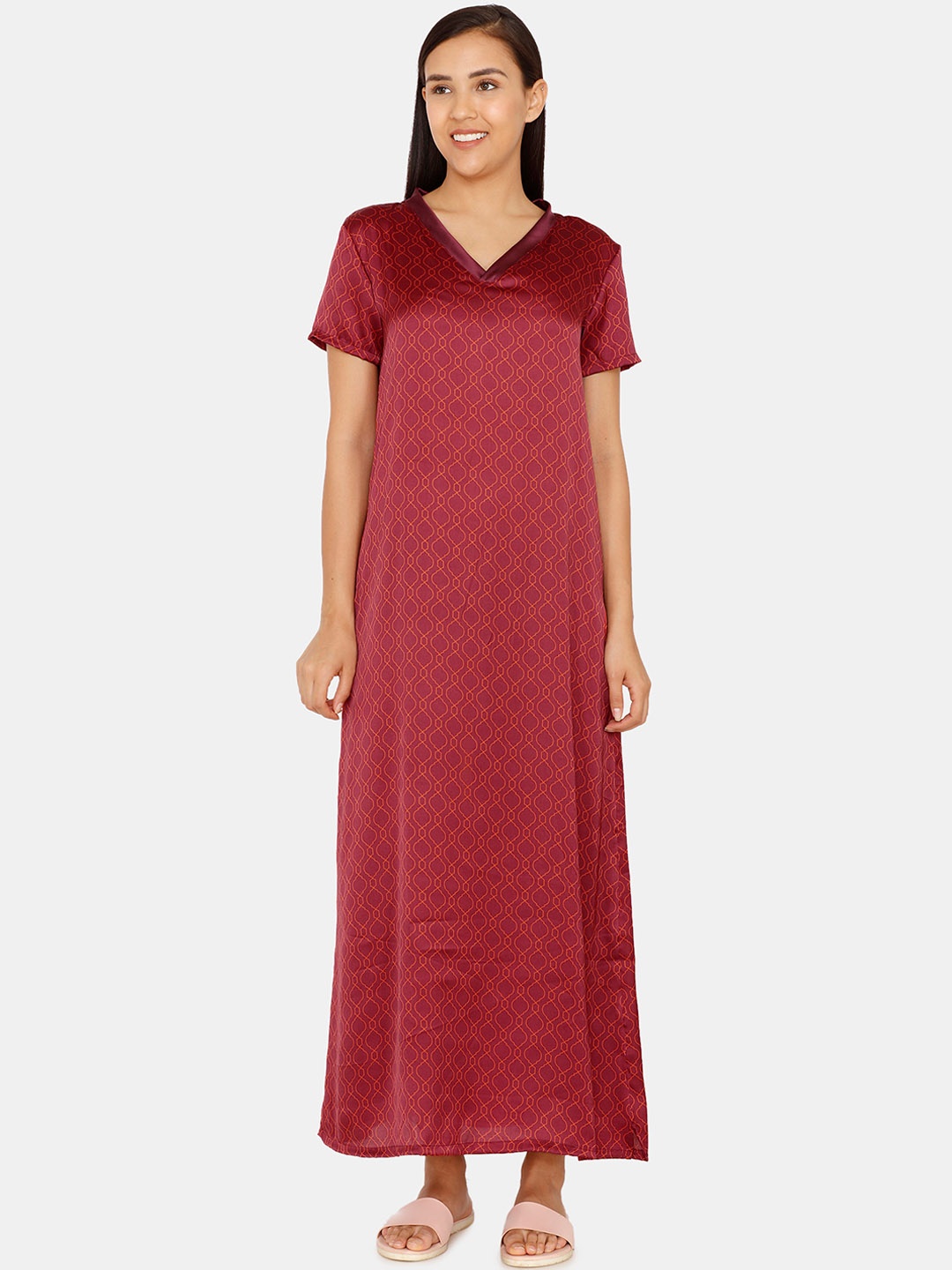 

Zivame Maroon Printed Nightdress