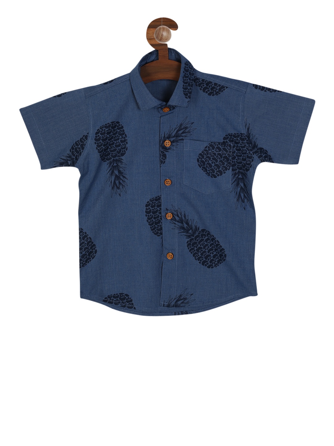 

RIKIDOOS Boys Blue & Black Regular Fit Printed Casual Shirt