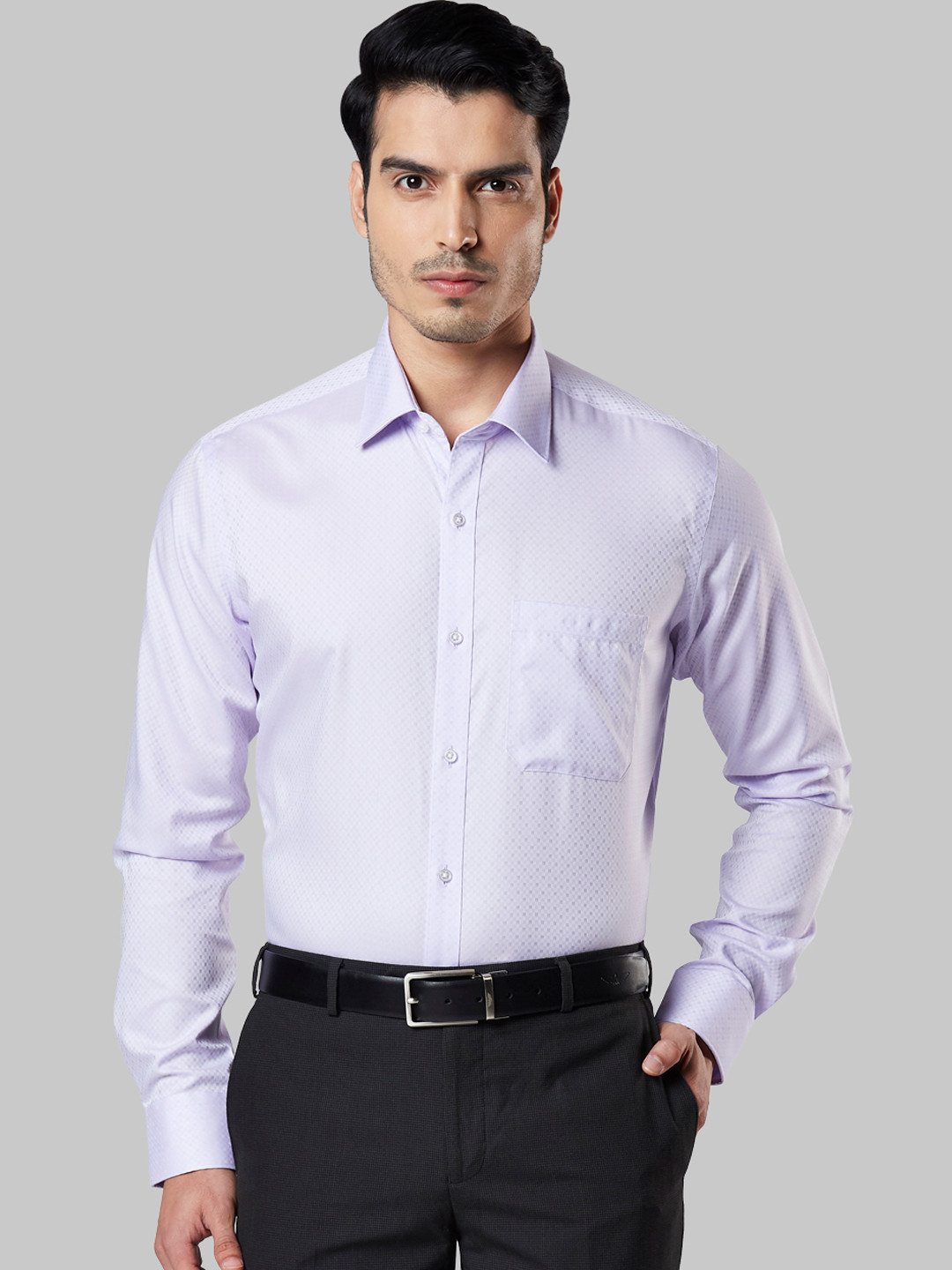 

Raymond Men Lavender Regular Fit Self Design Formal Shirt