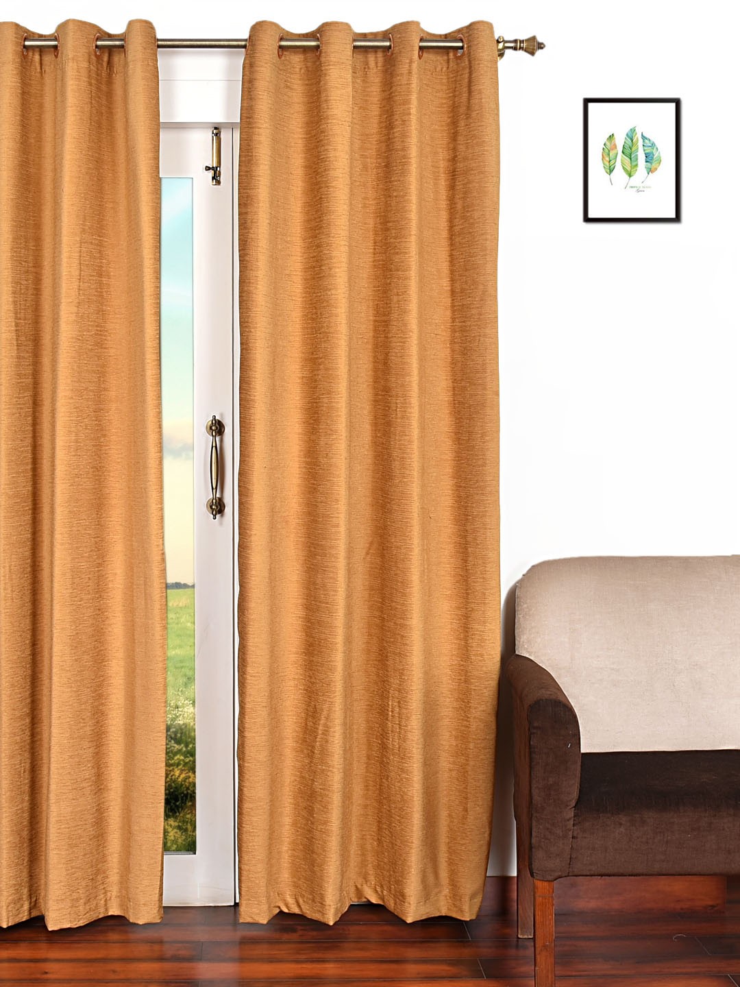 

Ariana Gold-Coloured Single Room Darkening Long Door Curtain