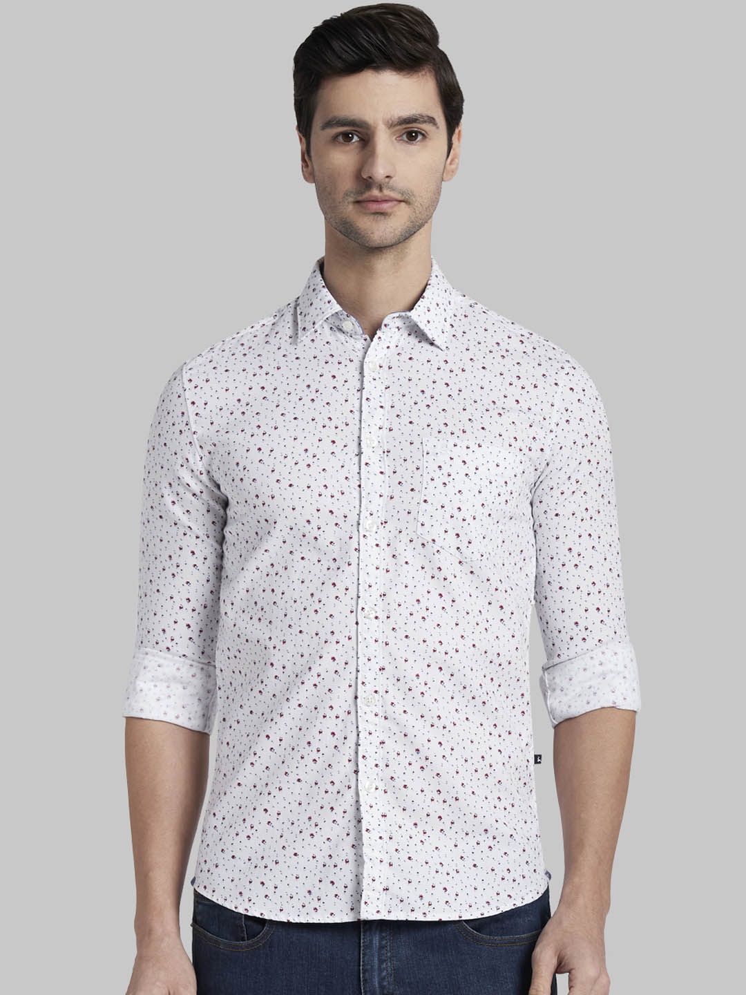 

Parx Men White & Red Slim Fit Printed Casual Shirt