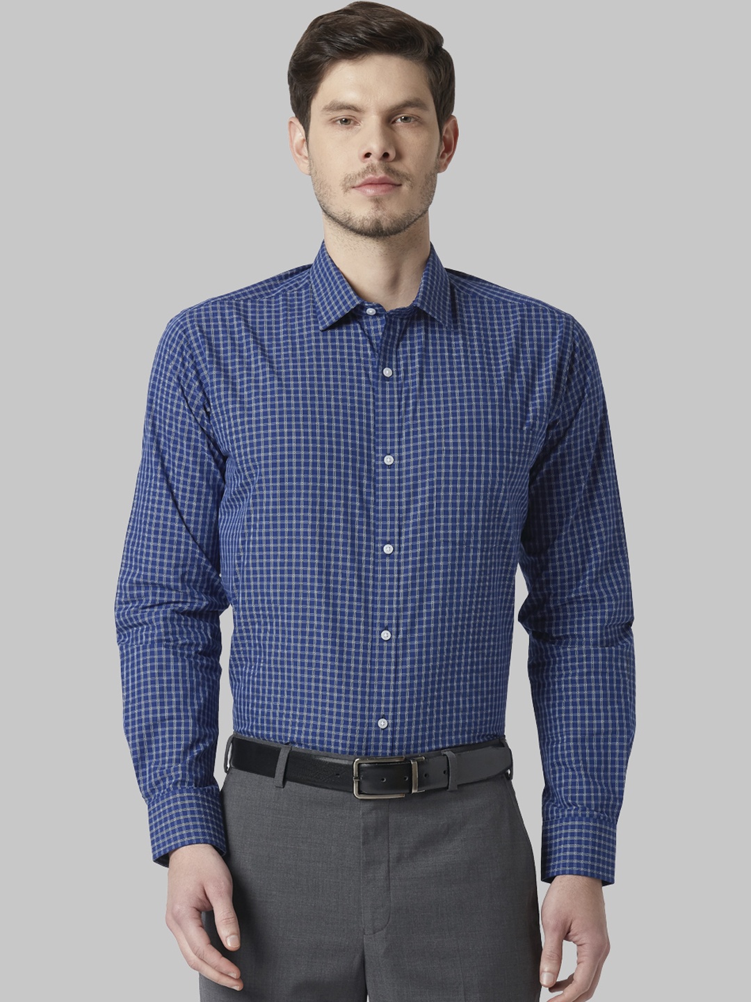 

Park Avenue Men Blue Slim Fit Checked Formal Shirt