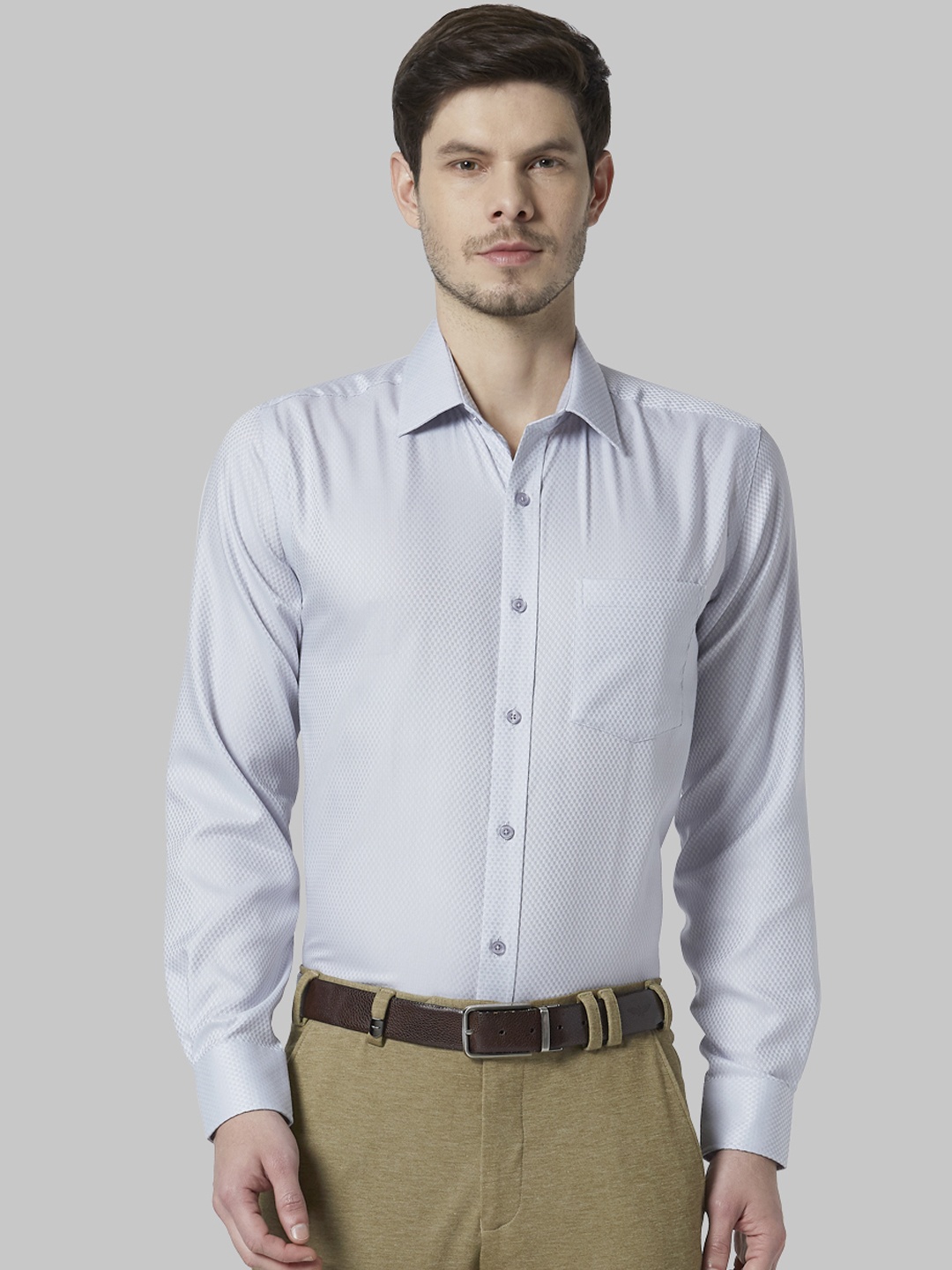 

Park Avenue Men Grey Regular Fit Self Design Formal Shirt