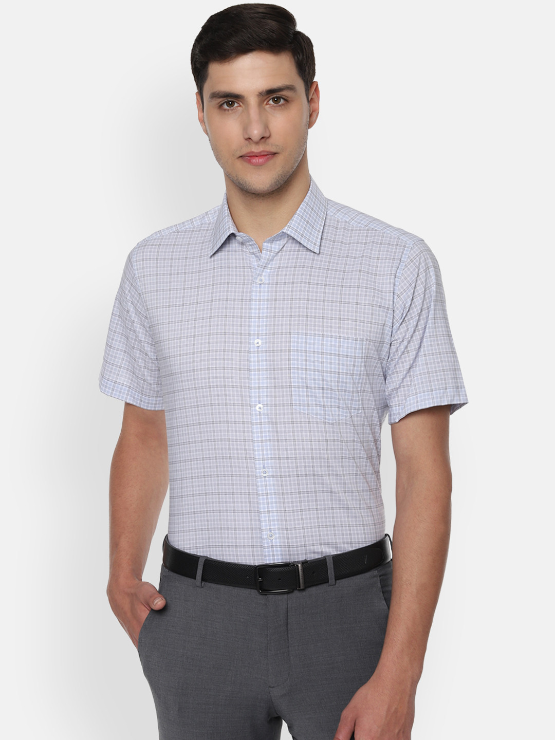 

Van Heusen Men Blue & Black Regular Fit Checked Formal Shirt