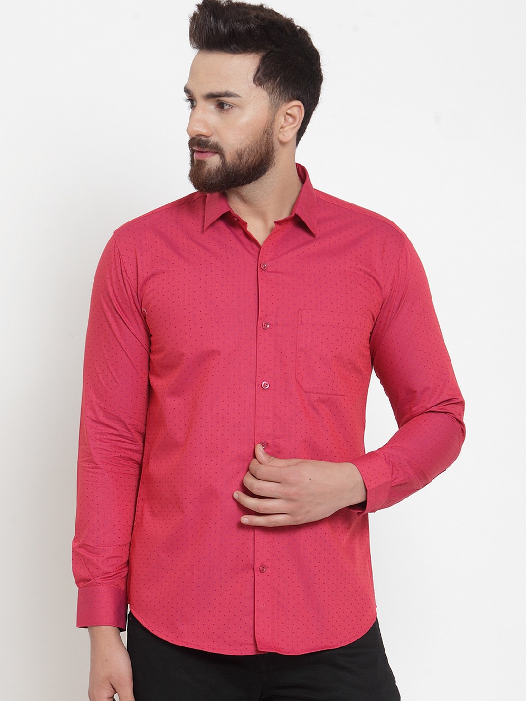 

JAINISH Men Red Regular Fit Printed Casual Shirt, Coral