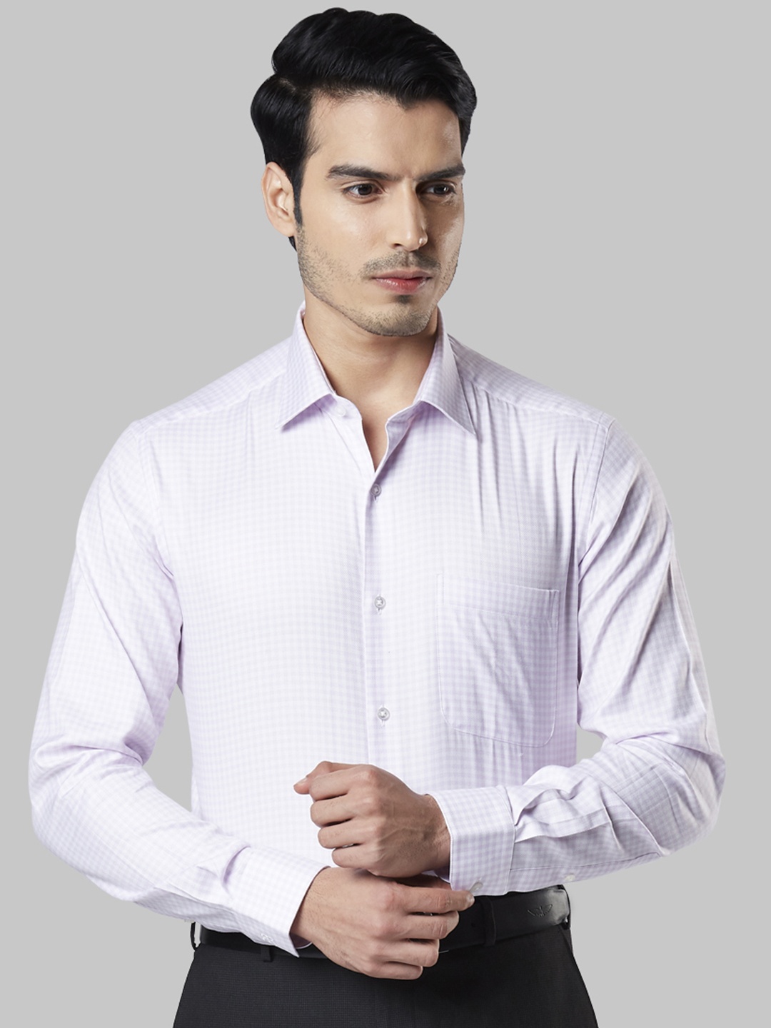 

Raymond Men Purple Regular Fit Checked Formal Shirt