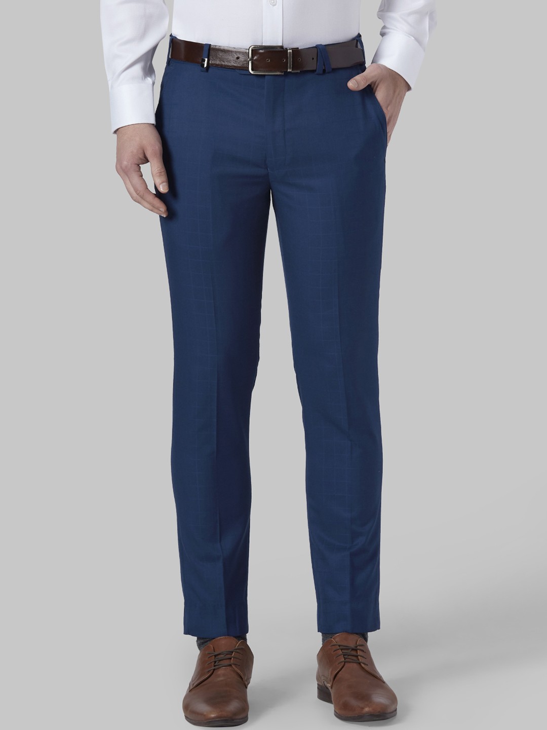 

Park Avenue Men Blue Regular Fit Checked Formal Trousers