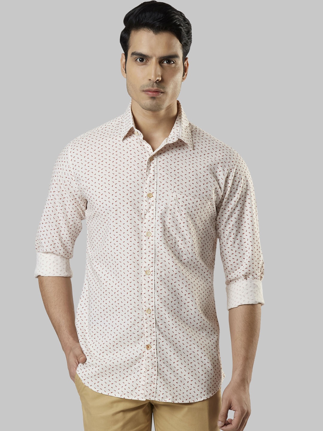

Raymond Men Beige Slim Fit Printed Casual Shirt