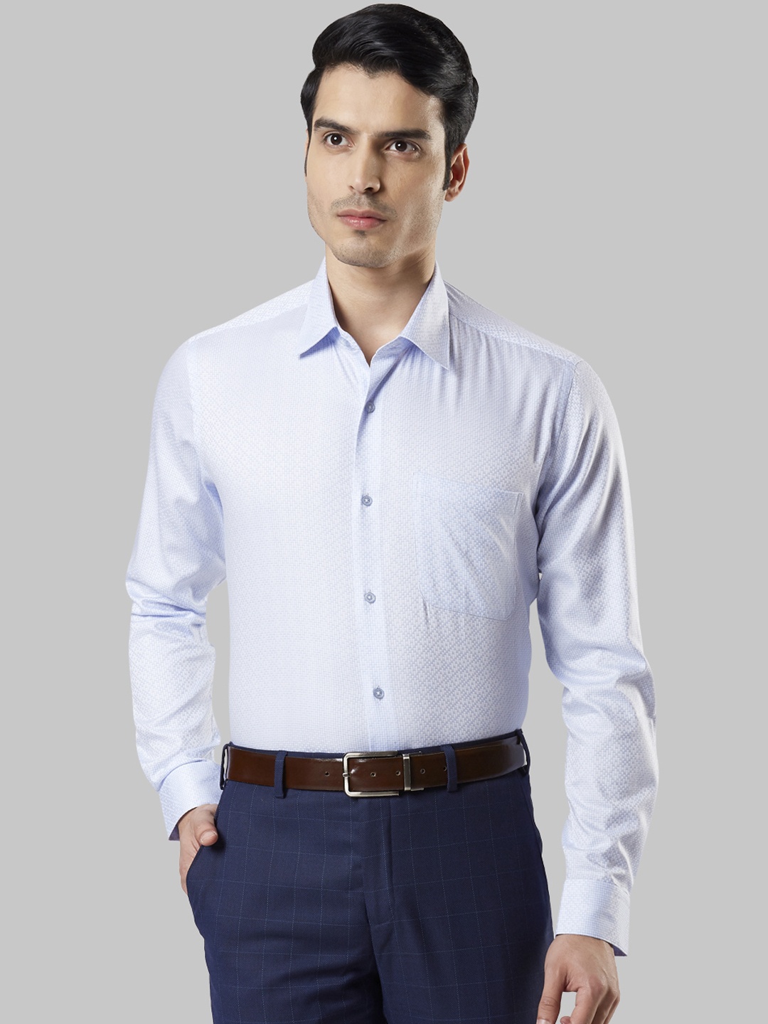 

Raymond Men Blue Regular Fit Printed Formal Shirt