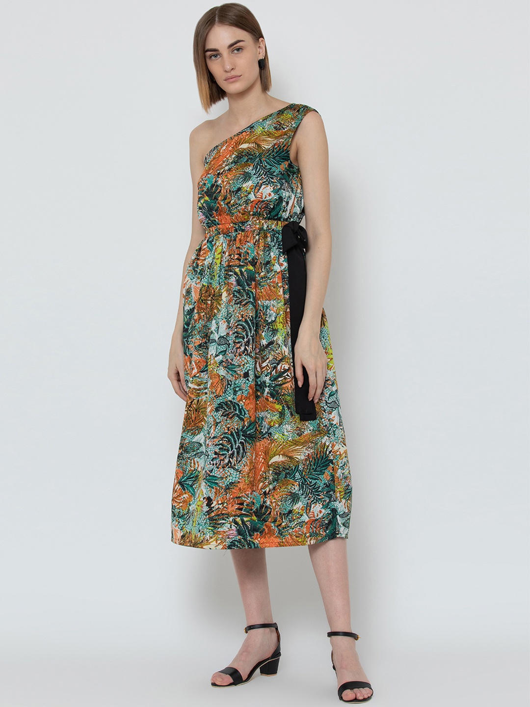 

DODO & MOA Women Multicoloured Printed Fit and Flare Dress, Multi