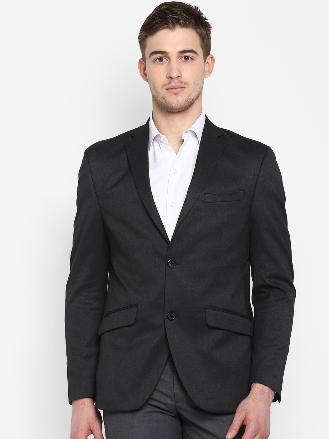 Aditi Wasan Men Black Solid Single-Breasted Formal Blazer