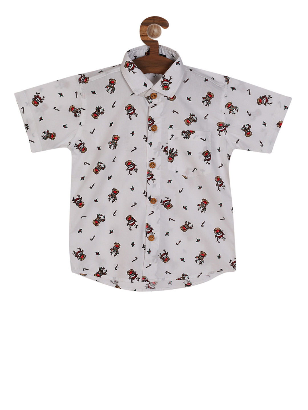 

RIKIDOOS Boys White & Red Regular Fit Printed Casual Shirt