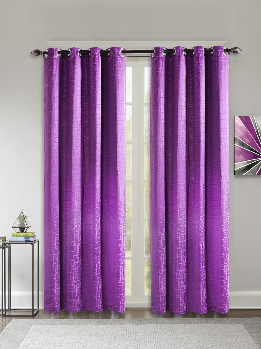 Deco Window Purple Set of 2 Curtains