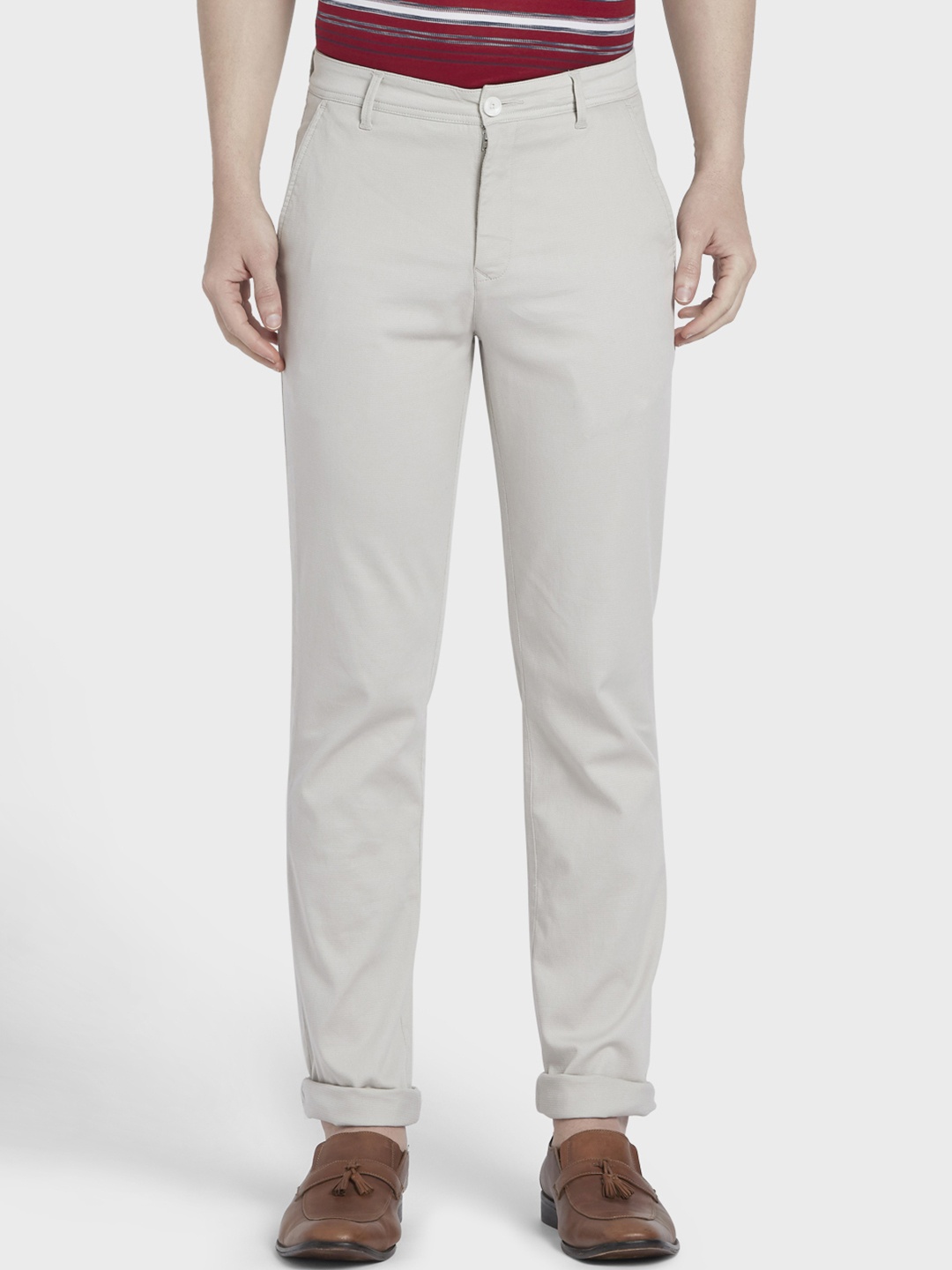

ColorPlus Men Grey Tapered Fit Checked Regular Trousers