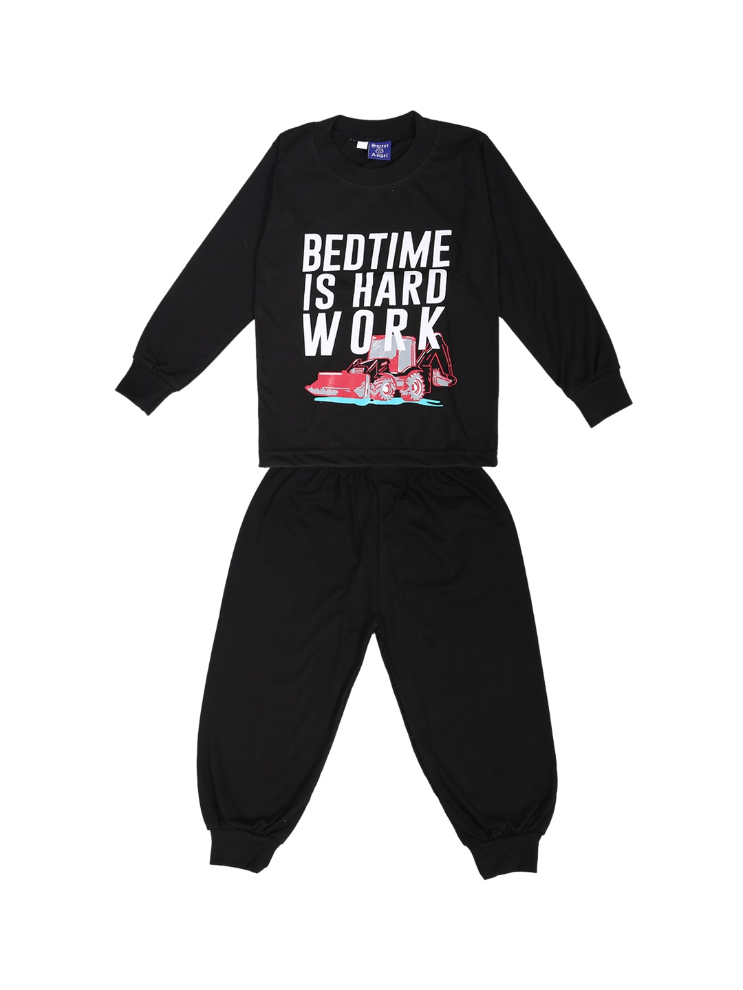 

SWEET ANGEL Boys Black & White Printed Night suit