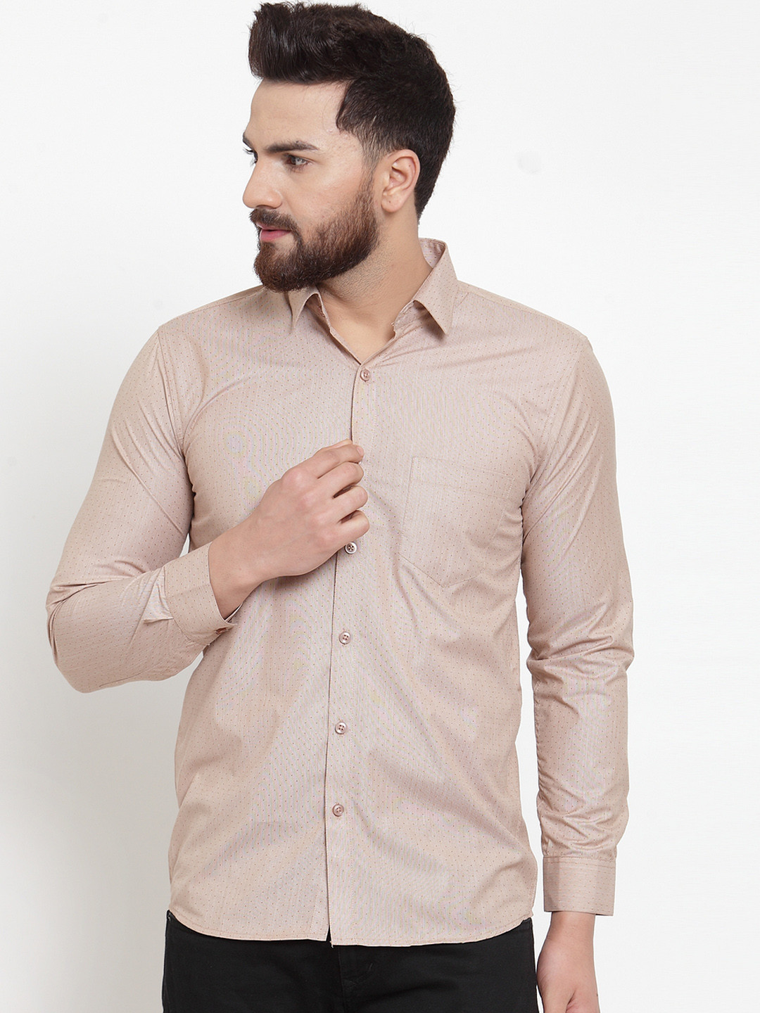

JAINISH Men Beige And Brown Regular Fit Printed Casual Shirt