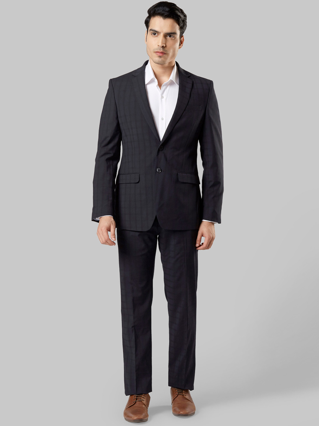 

Raymond Men Charcoal Grey Checked Single-Breasted Formal Suit
