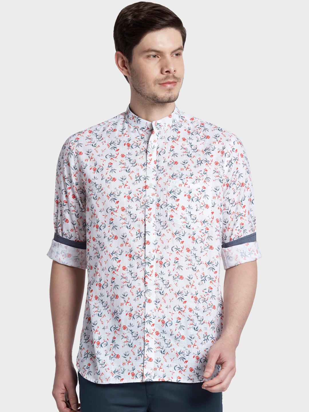 

ColorPlus Men White & Red Tailored Fit Printed Casual Shirt